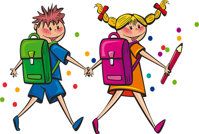 Duas crianças a caminho da escola