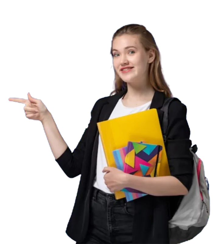 Estudante a apontar